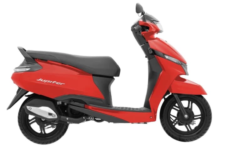 TVS Jupiter 110 red right colour side profile static in studio