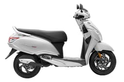 TVS Jupiter 125 white right side profile static in studio
