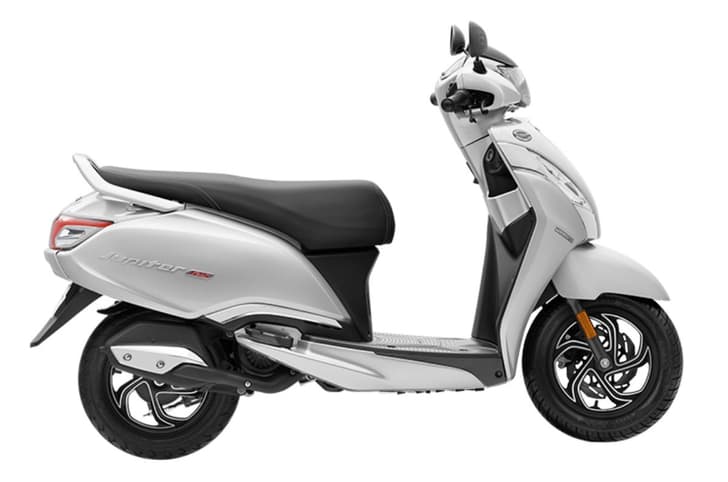 TVS Jupiter 125 white right side profile static in studio