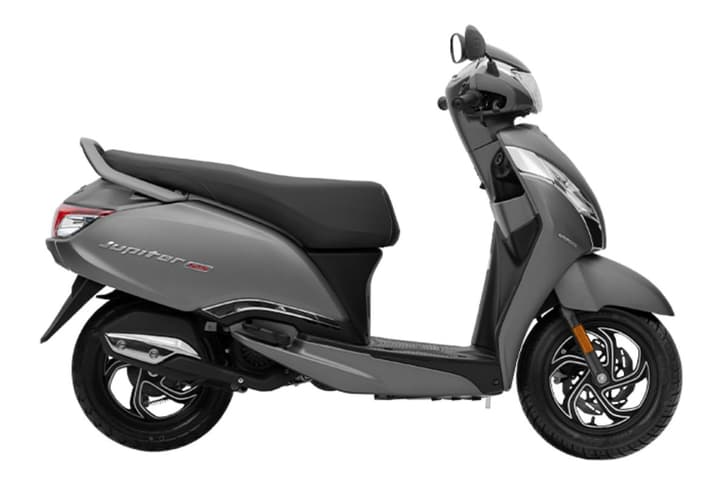 TVS Jupiter 125 grey right side profile static in studio