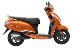 TVS Jupiter 125 orange right side profile static in studio