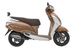 TVS Jupiter 125 brown/white right side profile static in studio