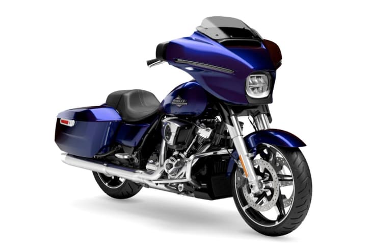 Harley-Davidson Street Glide violet colour front right side static in studio