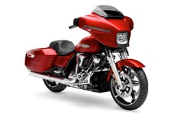 Harley-Davidson Street Glide red colour front right side static in studio