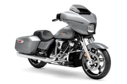 Harley-Davidson Street Glide silver colour front right side static in studio