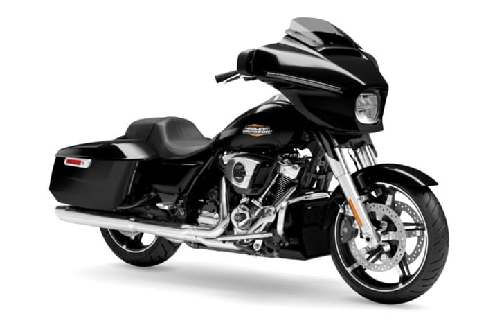 Harley-Davidson Street Glide black colour front right side static in studio