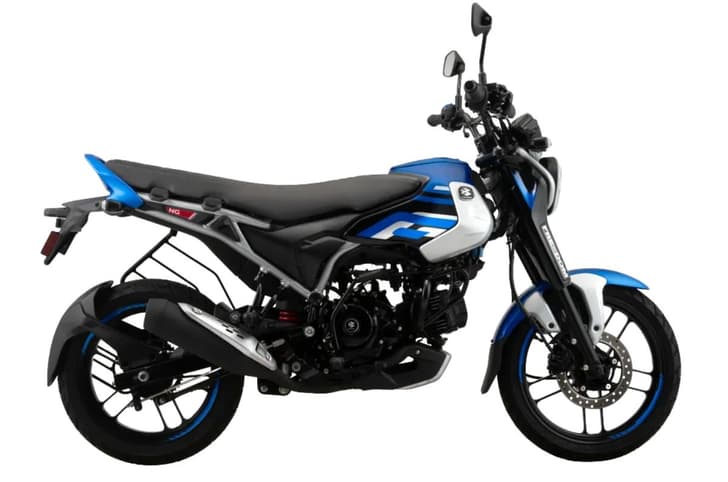 Bajaj Freedom blue right profile static in studio