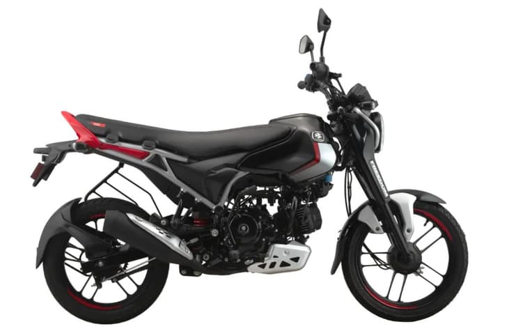 Bajaj Freedom grey/red right profile static in studio