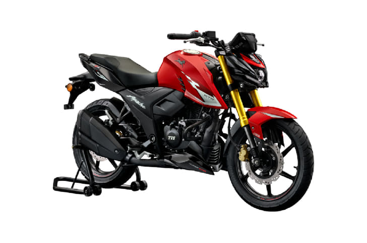 Studio image of TVS Apache RTR 200 4V on a white background