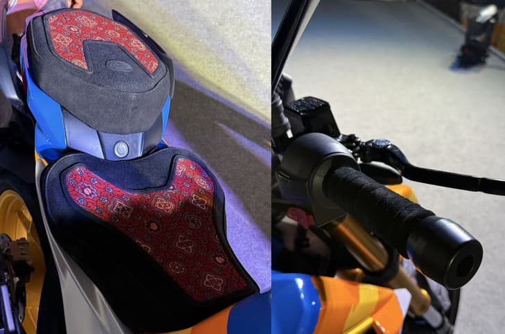 TVS Rann of Kutch edition seat cover and throttle grips