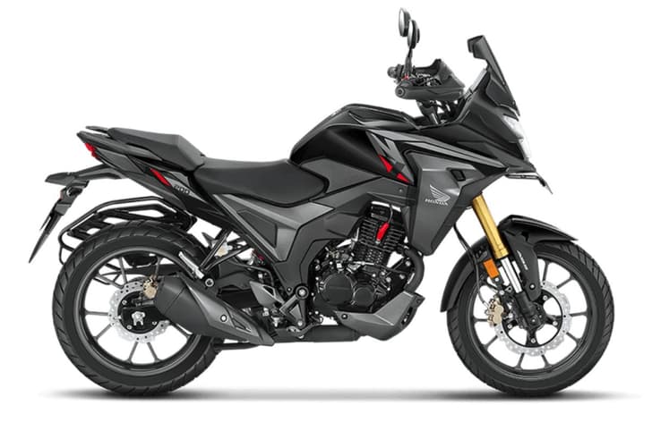 Honda NX200 black right side profile static in studio