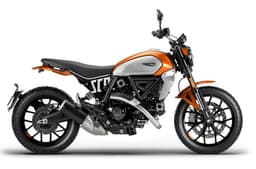 Ducati Scrambler Icon orange right side profile static in studio