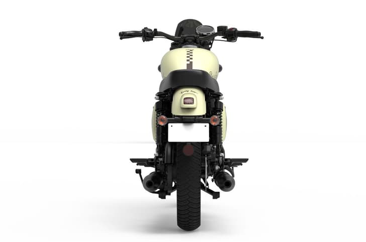 Jawa 42 Ivory white head on rear static in studio