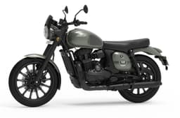 Jawa 42 front three quarter matte green with alloys