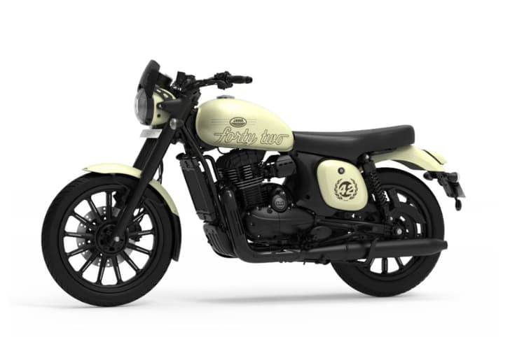 Jawa 42 front three quarter Ivory white