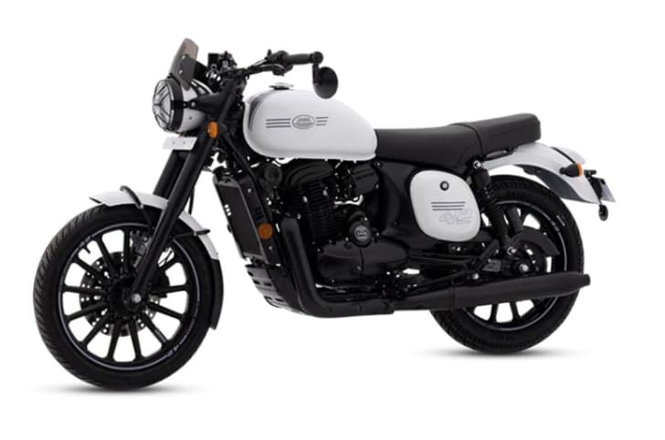 Jawa 42 front three quarter white with alloys