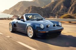 Porsche 911 Carrera Cabriolet by Singer front quarter tracking