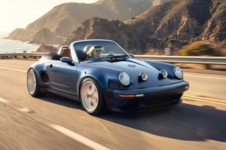Porsche 911 Carrera Cabriolet by Singer front quarter tracking