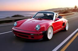 Porsche 911 Carrera Cabriolet by Singer front three quarter tracking