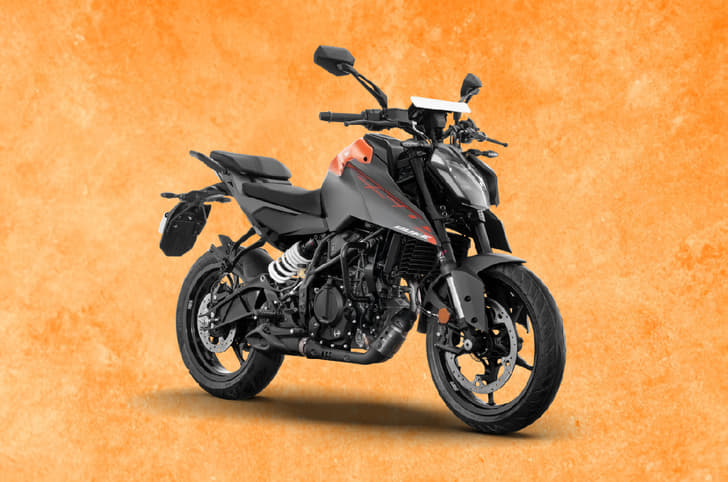 KTM 250 Duke on orange background