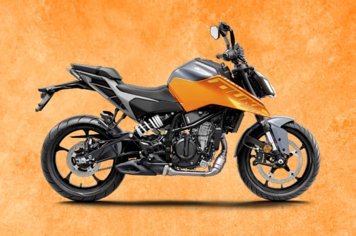 KTM 250 Duke on orange background