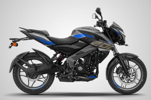 Side studio profile of Bajaj Pulsar NS 200 Pewter Grey-Blue