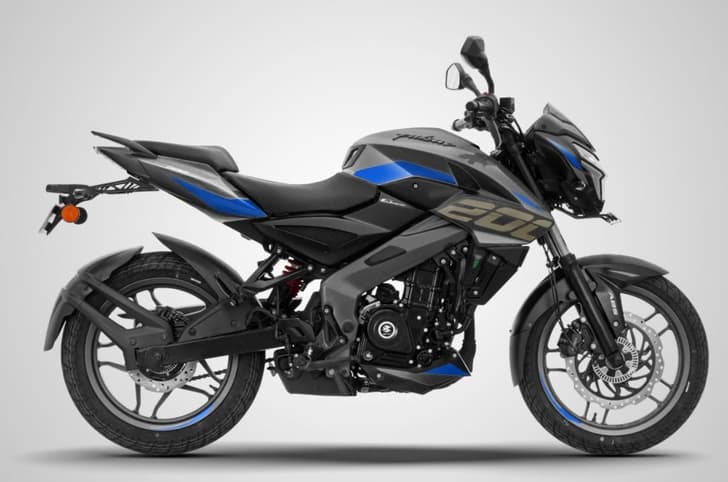 Side studio profile of Bajaj Pulsar  NS 200 Pewter Grey-Blue