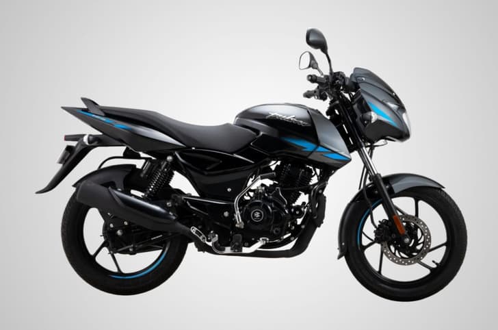 Side studio profile of the Bajaj Pulsar 125 Black Blue