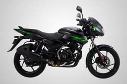 Side studio profile of the Bajaj Pulsar 125 Black Green
