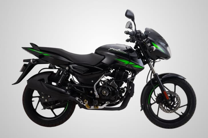 Side studio profile of the Bajaj Pulsar 125 Black Green