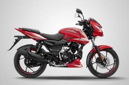 Side studio profile of the  Bajaj Pulsar 125 Racing Red Tan Beige