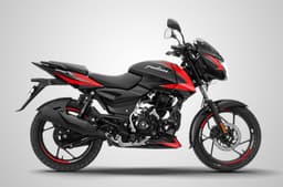 Side studio profile of the Bajaj Pulsar 125 Black Racing Red