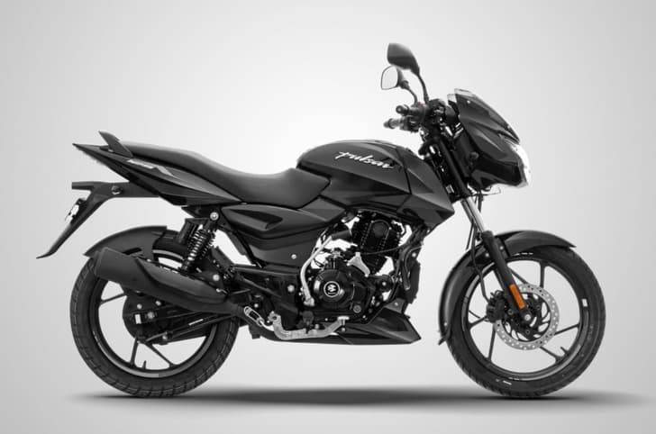 Side studio profile of the  Bajaj Pulsar 125 Black Grey