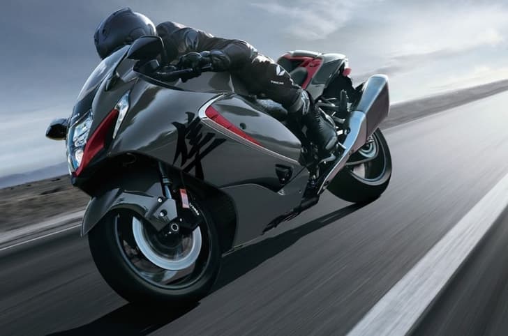 Suzuki Hayabusa front three quarter riding shot