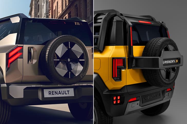 Renault Bridger and Mahindra Vision S tailgate mounted spare wheel