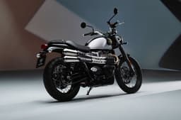 Triumph Scrambler 900 Icon Edition rear three quarter studio shot