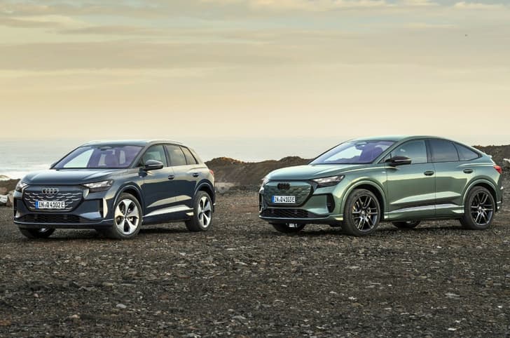 Audi Q4 e-tron SUV and Sportback front quarter static