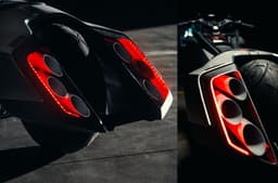 BMW Motorrad Vision K18 rear tail and exhaust shot.