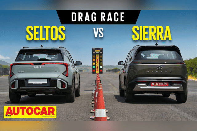 Kia Seltos vs Tata Sierra turbo-petrol SUVs drag race video