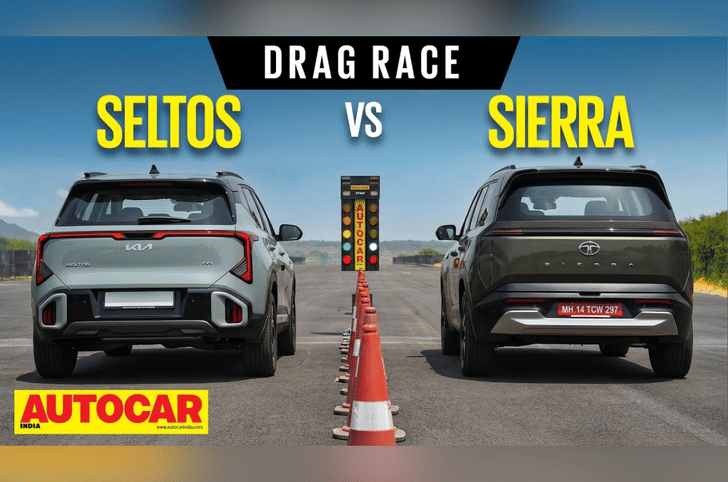 Kia Seltos vs Tata Sierra turbo-petrol SUVs drag race video