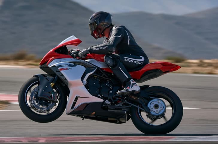 MV Agusta F3 RR wheelie shot