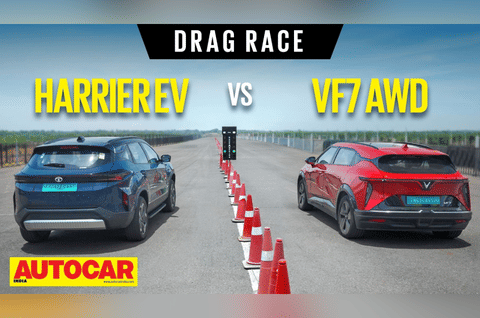 Tata Harrier EV vs Vinfast VF7 drag race video
