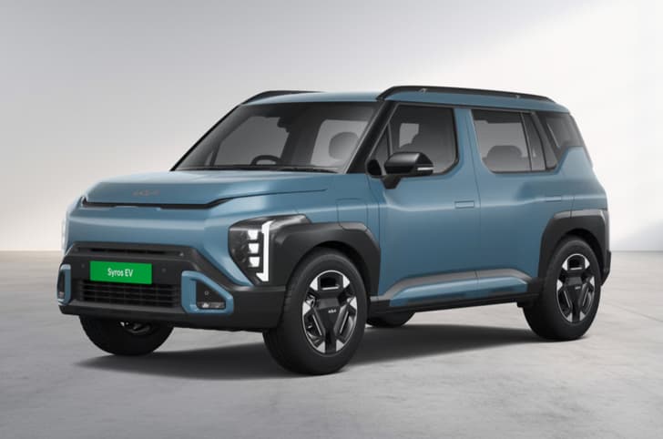 Kia Syros EV's Frost Blue colour.