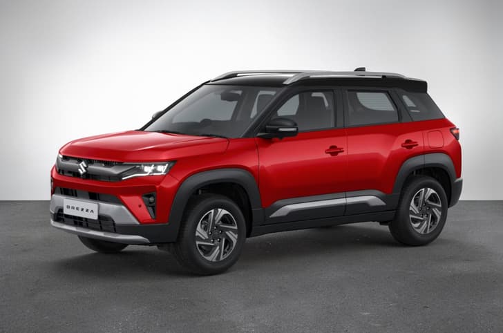 2026 Maruti Brezza Sizzling Red with Bluish Black Roof