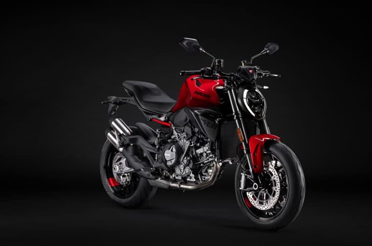 Ducati Monster V2 front three quarter red