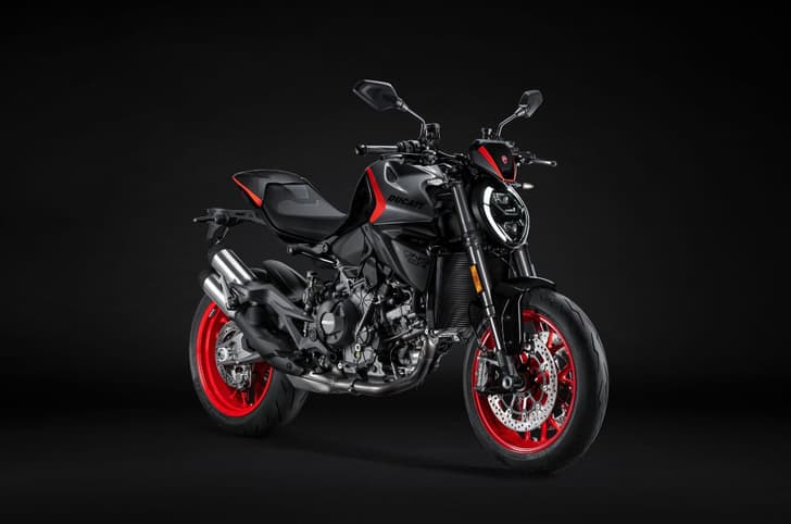 Ducati Monster V2 front three quarter Sport livery