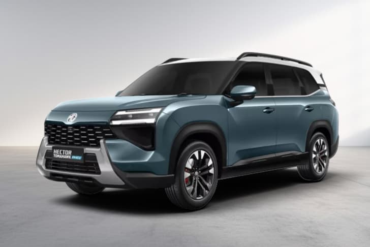 MG Hector Tomahawk PHEV Turquoise Green with Pearl White roof