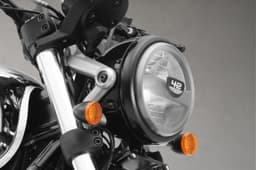 Close up shot on the Jawa 42 FJ All Stars Edition's LED headlight
