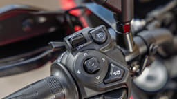 An outside image showing the Yamaha Tracer 7's cruise control module.
