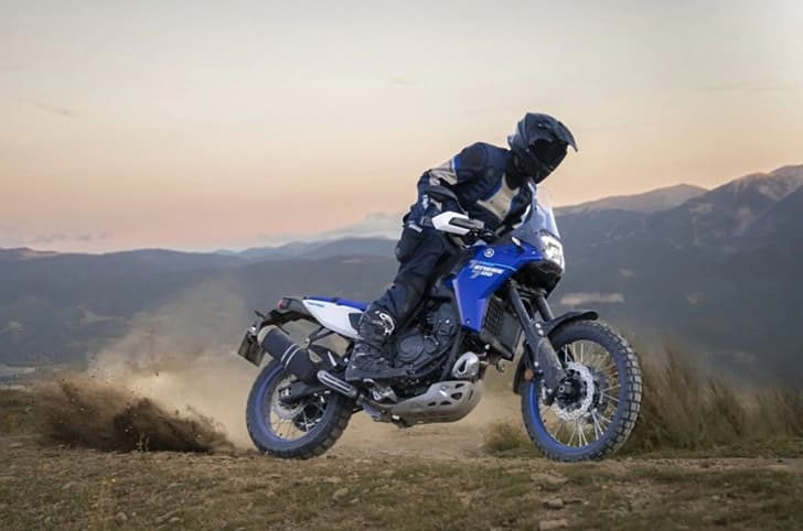 Image of a rider performing drift on the Yamaha Tenere 700